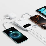 Baseus EnerFill FC31 QPow3 10000mAh 45W Power Bank med digitalt display med 2 indbyggede USB-C-kabler - hvid