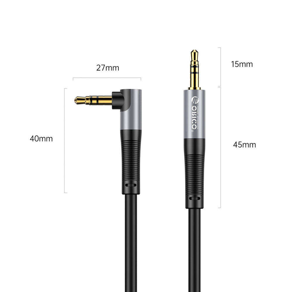Orico AXW Mini Jack 3.5mm Male to Male Angled Audio Cable 3m - Black