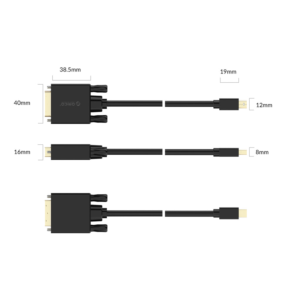 Orico XD-MDTD Mini DisplayPort to DVI Full HD 60 Hz Cable 2 m - Black
