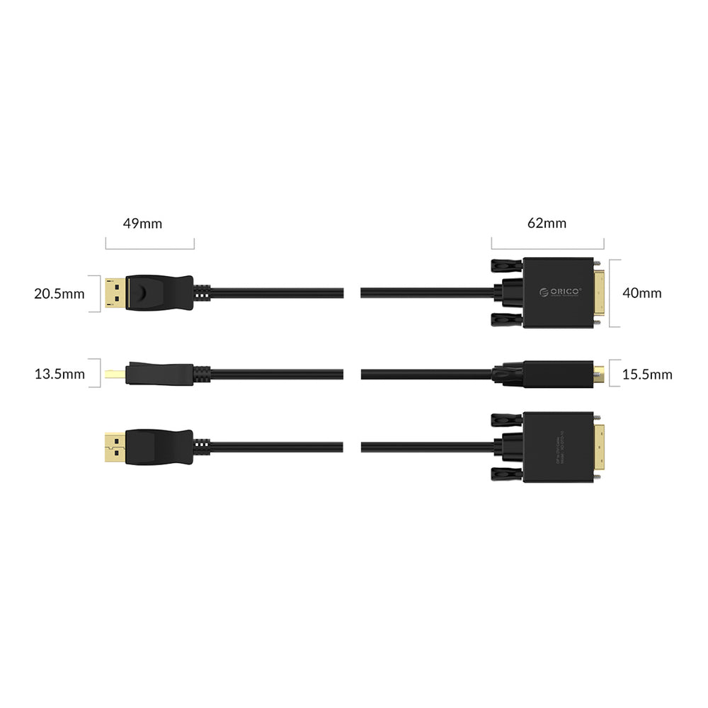 Orico XD-DTD DisplayPort to DVI 4K Cable 2m - Black