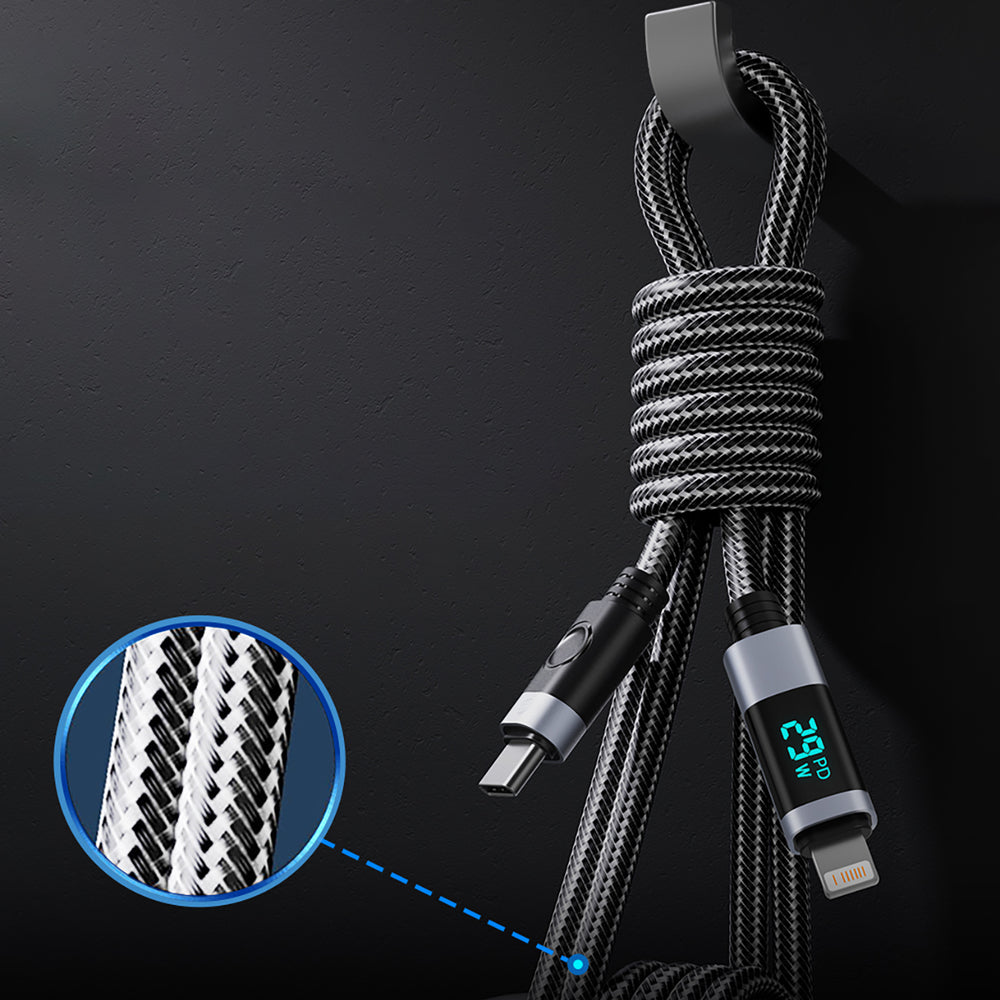 Orico LDC2L USB-C to Lightning PD 29W Cable with LED Display 480Mbps 2m - Black