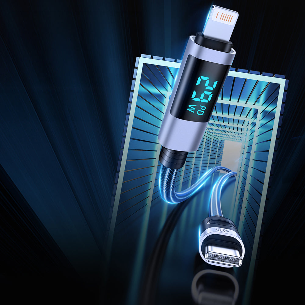Orico LDA2L USB-A to Lightning Cable 12W with LED Display 0.5m - Black and Silver
