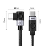 C2C PD100W Laptop Fast Charging Cable (Right Angle) black 1m