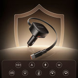 Orico FC-66-1A2C 66W Car Charger with Built-in Retractable USB-C Cable - Black