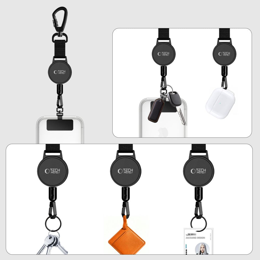 Tech-Protect UrbanLoop Anti-Theft Phone Holder with Retractable Lanyard - Black