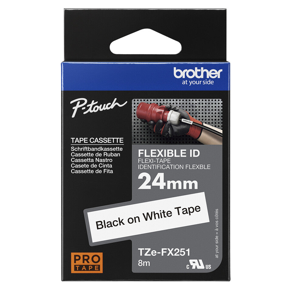 Brother TZE-FX251 etiketbånd Sort på hvid