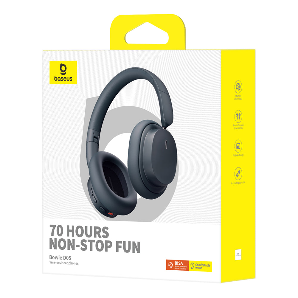 Baseus Bowie D05 Wireless On-Ear Bluetooth 5.3 Headphones - Black