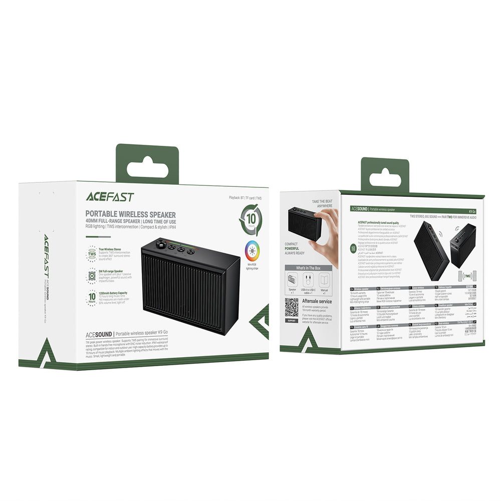 Acefast K9 Go Bluetooth Speaker with Stereo and ENC - Black