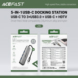 Acefast J16 USB Hub USB-C 5-in-1 HDMI 4K 60Hz PD90W Docking Station - Gray