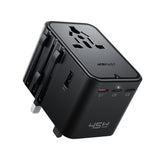 Acefast Z8 GaN 45W Travel Adapter 3x USB-C + 2x USB-A Travel Wall Charger with 2500W AC Socket - Black