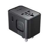 Acefast Z8 GaN 45W Travel Adapter 3x USB-C + 2x USB-A Travel Wall Charger with 2500W AC Socket - Black