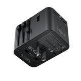 Acefast Z8 GaN 45W Travel Adapter 3x USB-C + 2x USB-A Travel Wall Charger with 2500W AC Socket - Black