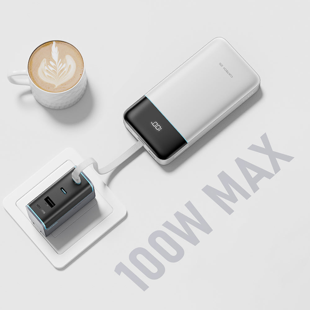 Cuktech LPB252N 120W 25000mAh Powerbank with Built-in USB-C Cable - White
