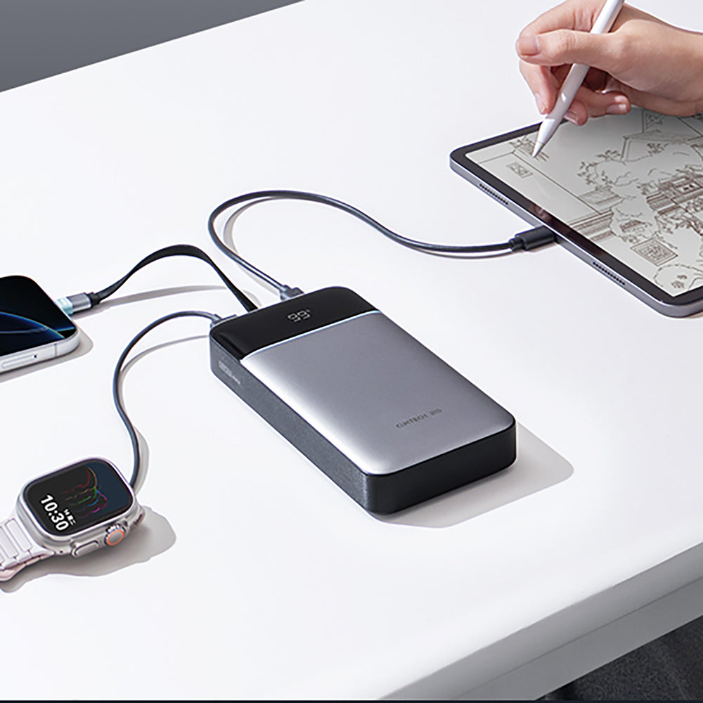 Cuktech LPB252N 120W 25000mAh Powerbank with Built-in USB-C Cable - Gray