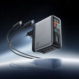 Cuktech AD1204U 120W Wall Charger with Display and USB-C Cable - Silver