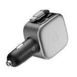 Cuktech CC903P 100W Car Charger with Display and 70cm Retractable USB-C Cable - Gray