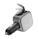 Cuktech CC903P 100W Car Charger with Display and 70cm Retractable USB-C Cable - Gray