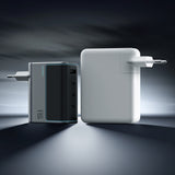 Cuktech AD1404UEU 140W GaN 3x USB-C + USB-A Wall Charger with USB-C Cable - Gray