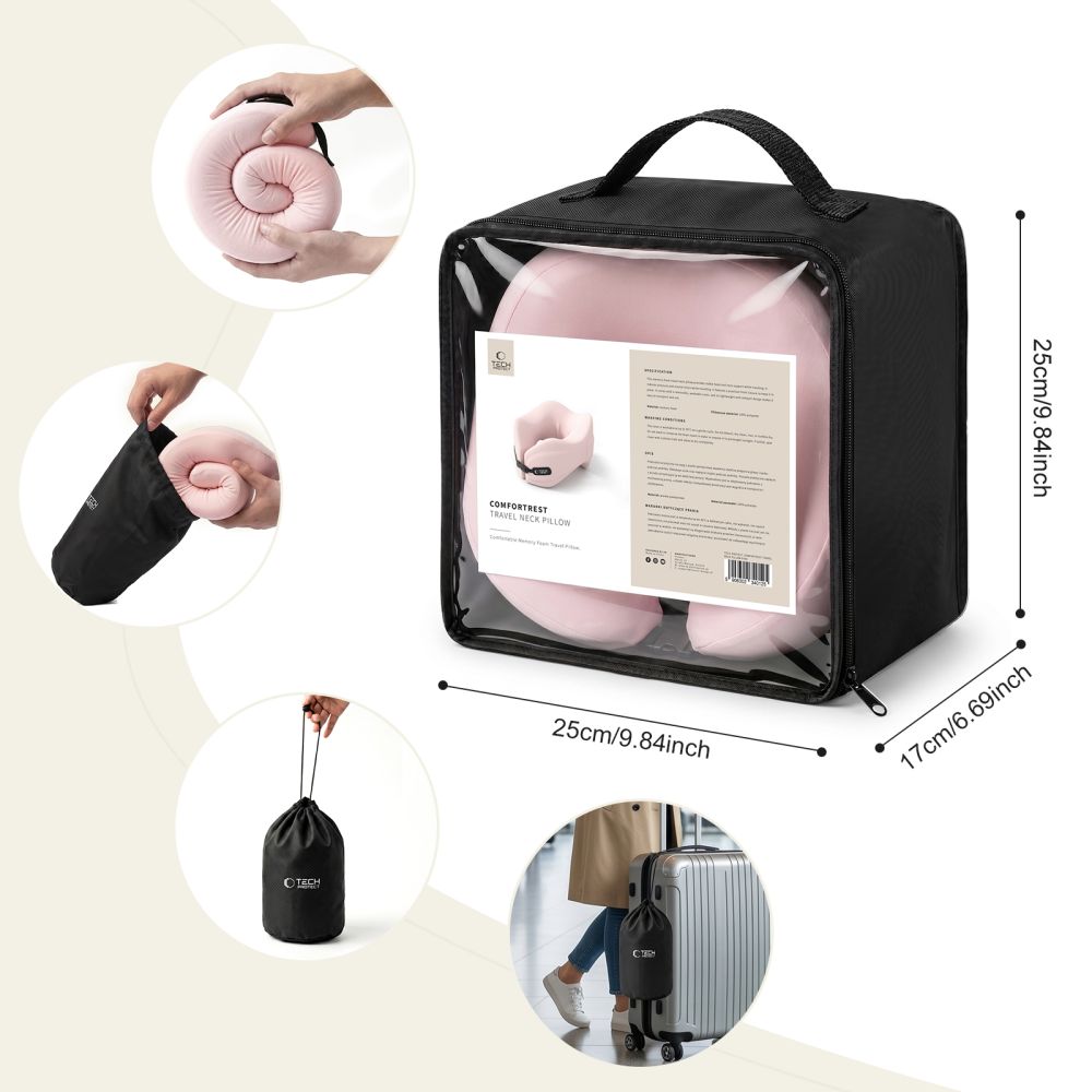 Tech-Protect ComfortRest Travel Pillow - Pink