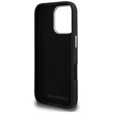 Karl Lagerfeld FW Grained Karl & Choupette Heads Pins Case for iPhone 16 Pro Max - Black