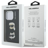Karl Lagerfeld FW Grained Karl & Choupette Heads Pins Case for iPhone 16 Pro Max - Black