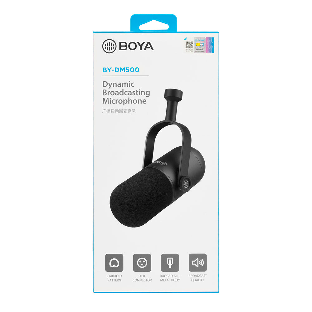 BOYA BY-DM500 Cardioid XLR Dynamic Microphone for Podcasts - Black