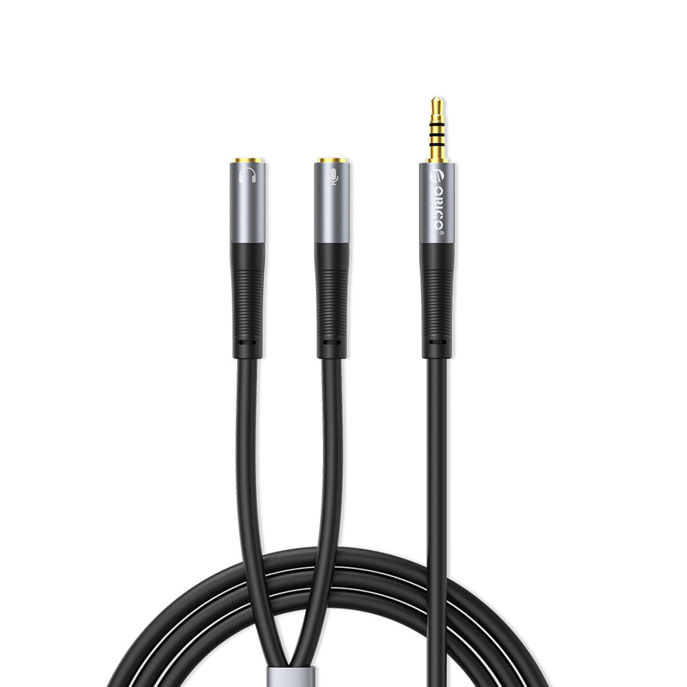 Orico AX2 audio adapter mini jack 3,5 mm hovedtelefon og mikrofon splitter 1 m - sort