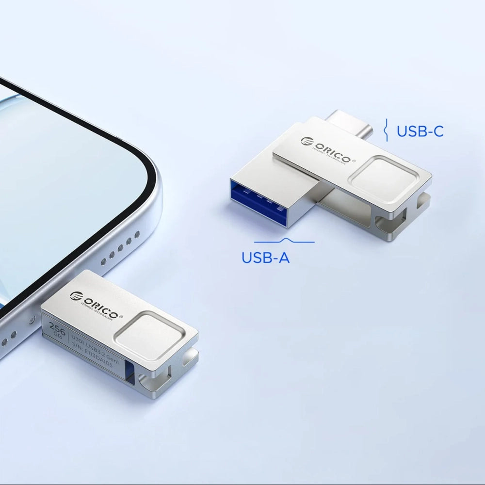 Orico U301 64GB USB-A USB-C USB 3.2 Gen 1 Pendrive - Silver