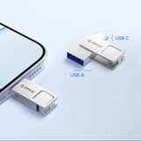 Orico U301 64GB USB-A USB-C USB 3.2 Gen 1 Pendrive - Silver