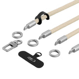 Tech-Protect C10S Crossbody Phone Lanyard (114 cm) + Wrist Strap (31 cm) - Beige Titanium