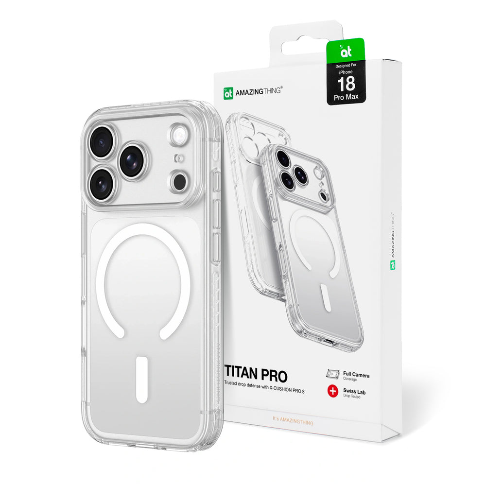 AmazingThing Titan Pro Lens Case til iPhone 18 Pro Max med kamera cover og Lanyard Mount, MagSafe Kompatibel - Clear