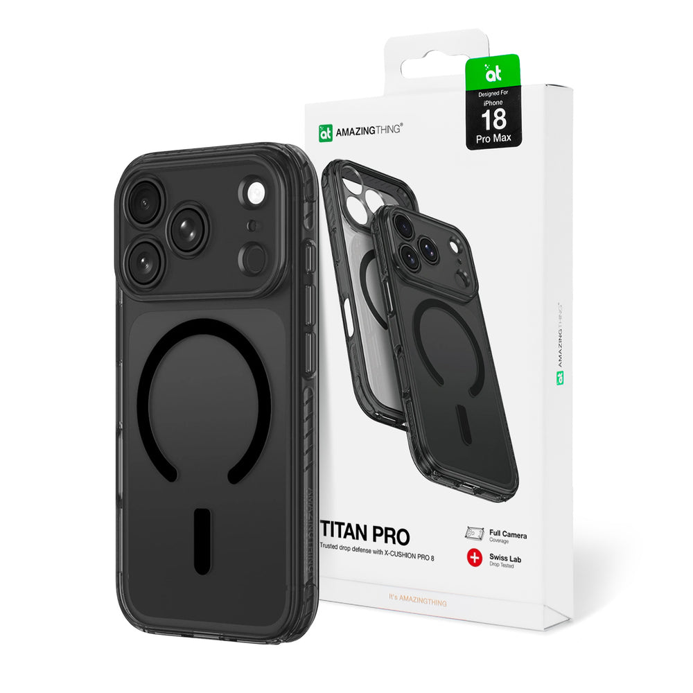 AmazingThing Titan Pro Lens Case til iPhone 18 Pro Max med kameraomslag og Lanyard Mount, Kompatibel med MagSafe - sort
