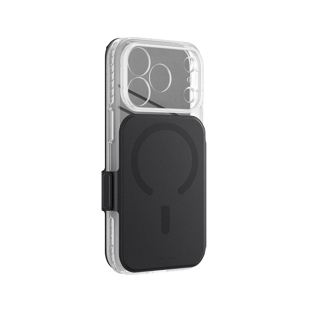 AmazingThing Titan Pro Lens Flip Set iPhone 18 Pro Max Case med Wallet, MagSafe Kompatibel - sort