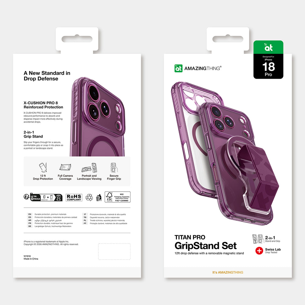AmazingThing Titan Pro Lens Stand Set til iPhone 18 Pro med magnetisk holder og stand, kompatibel med MagSafe - Purple