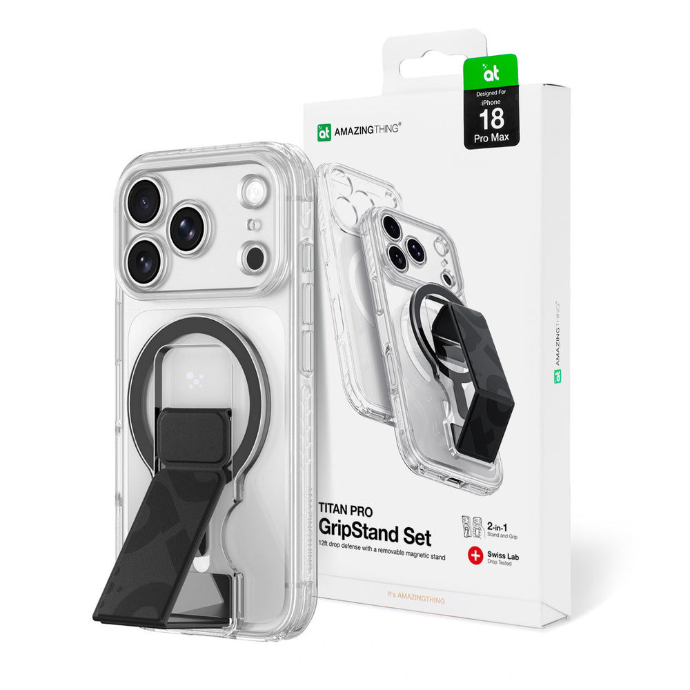 AmazingThing Titan Pro Lens Stand Set til iPhone 18 Pro Max med Magnetisk Holder og Stand, Kompatibel med MagSafe - Transparent