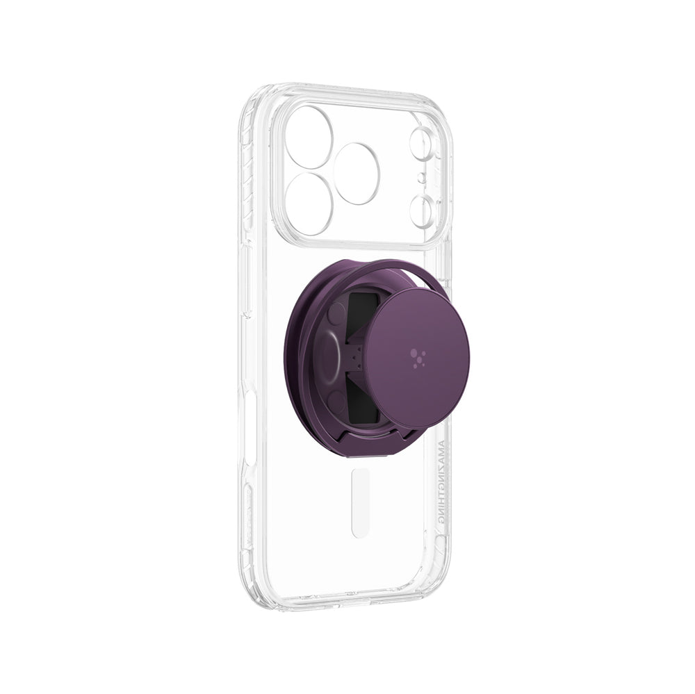 AmazingThing Titan Pro Pop Lens Case til iPhone 18 Pro med kameraomslag, greb og stativ, MagSafe-kompatibel - Clear/Purple