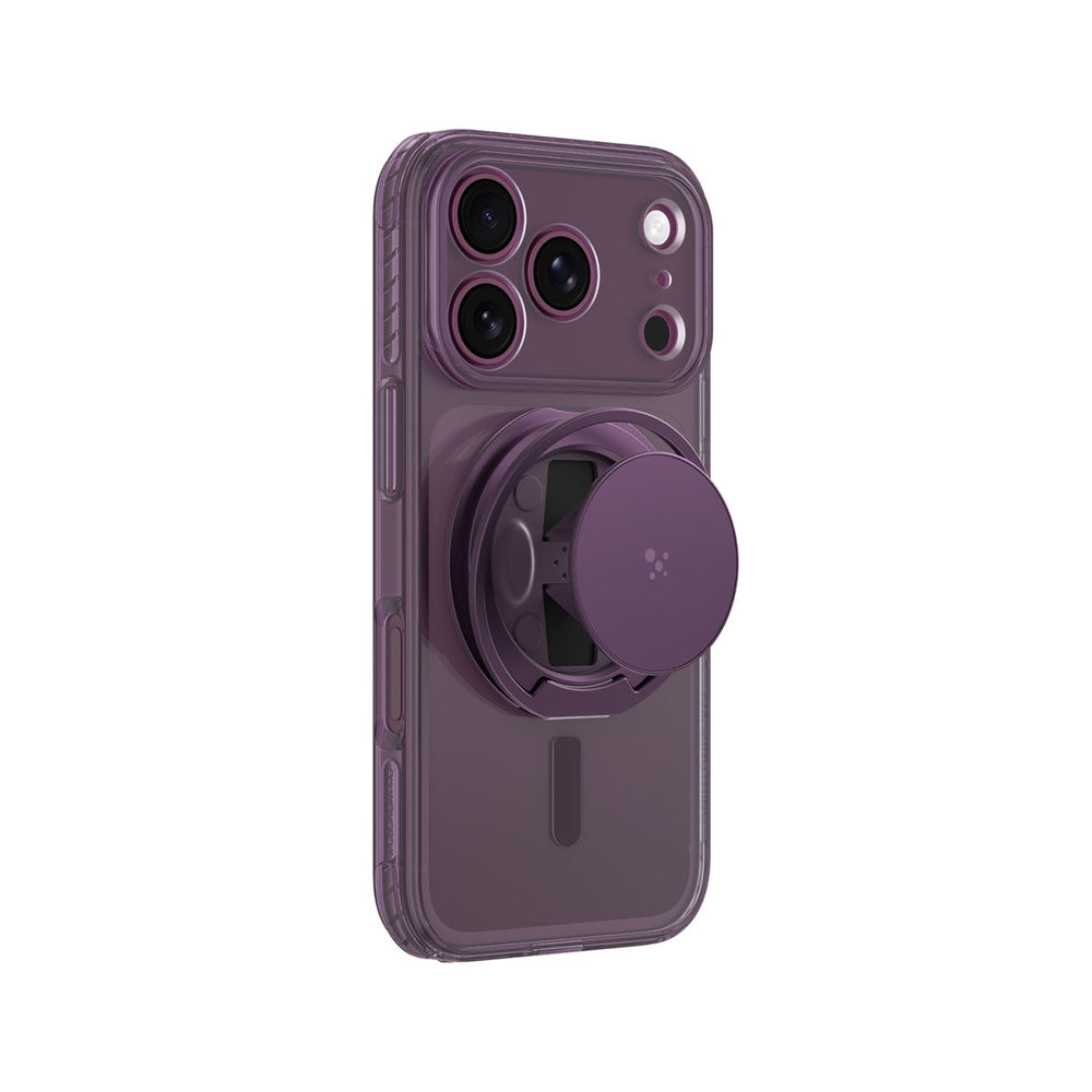 AmazingThing Titan Pro Pop Lens Case til iPhone 18 Pro Max med kameraomslag, greb og stativ, MagSafe kompatibel - Clear/Purple