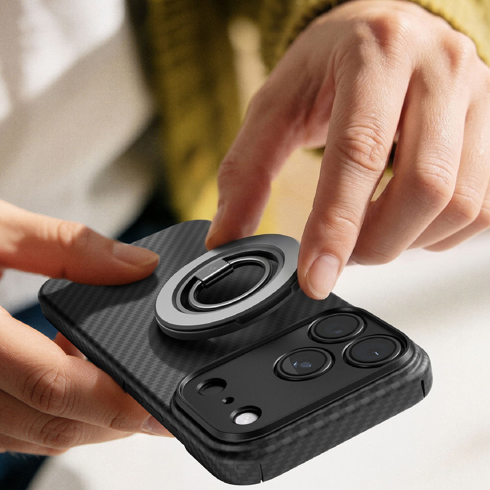 AmazingThing Titan Max Lens Case til iPhone 18 Pro Max i Aramid Fiber med Camera Cover, Kompatibel med MagSafe - sort