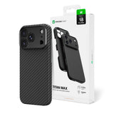 AmazingThing Titan Max Lens Case til iPhone 18 Pro Max i Aramid Fiber med Camera Cover, Kompatibel med MagSafe - sort
