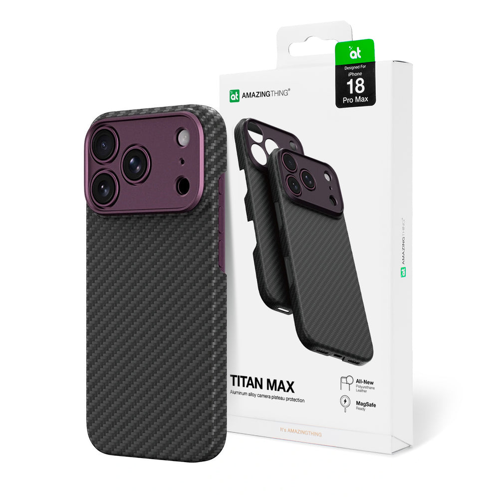 AmazingThing Titan Max Lens Case til iPhone 18 Pro Max i Aramid Fiber med Camera Cover, Kompatibel med MagSafe - Purple