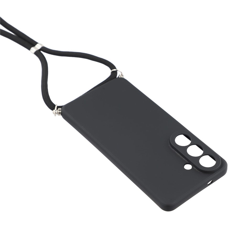 Samsung Galaxy A57 5G-foder med fiberforing og crossbody-rem - sort