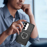 Samsung Galaxy S26 Case med glidende kameraomslag og svingstativ kompatibel med MagSafe - sort