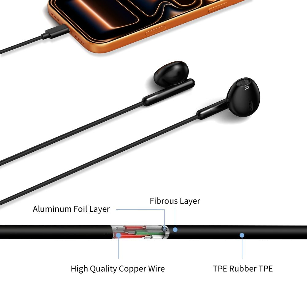 Tech-Protect Ultraboost Core G4 USB-C Wired Headphones - Black