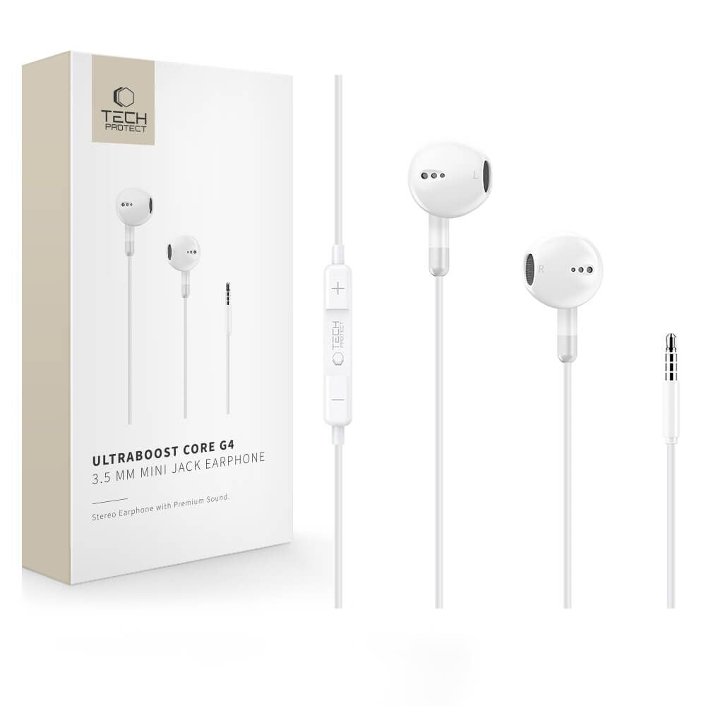 Tech-Protect Ultraboost Core G4 Mini Jack Wired Headphones - White