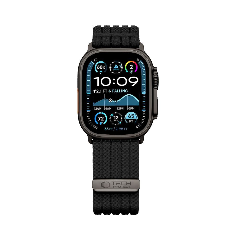 Tech-Protect Nylon Sport Strap for Apple Watch 44 / 45 / 46 / 49 mm - Black