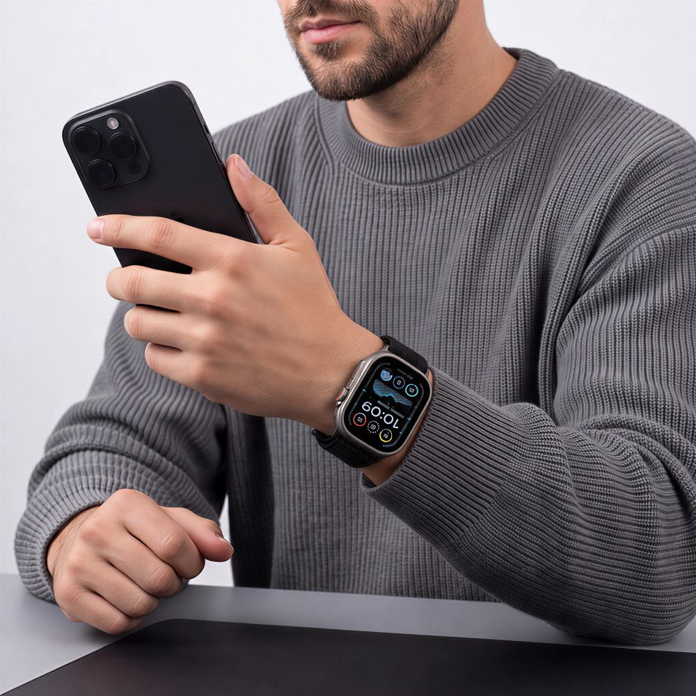 Tech-Protect Nylon Sport Strap for Apple Watch 44 / 45 / 46 / 49 mm - Black
