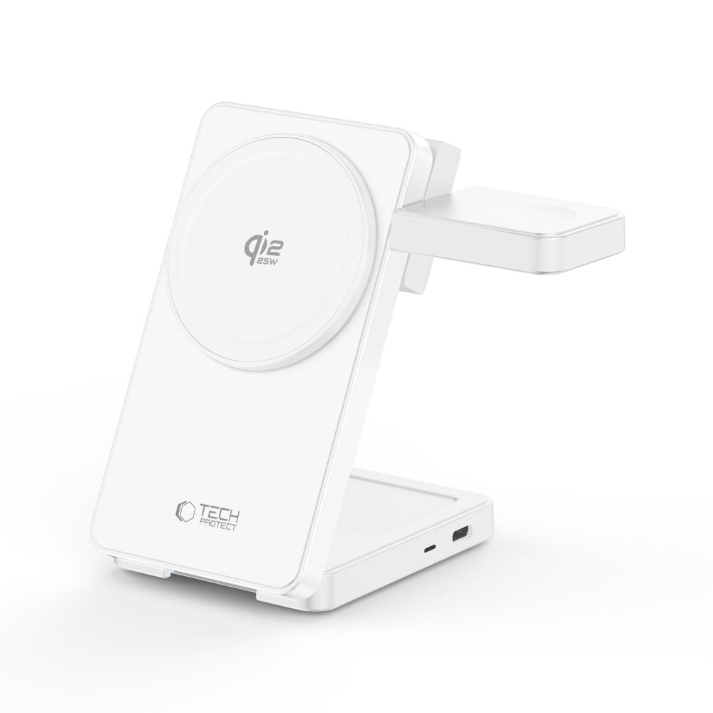 Tech-Protect A56 3in1 MagSafe 25W QI2.2 Wireless Charger + USB-C / USB-C Cable 100cm - White