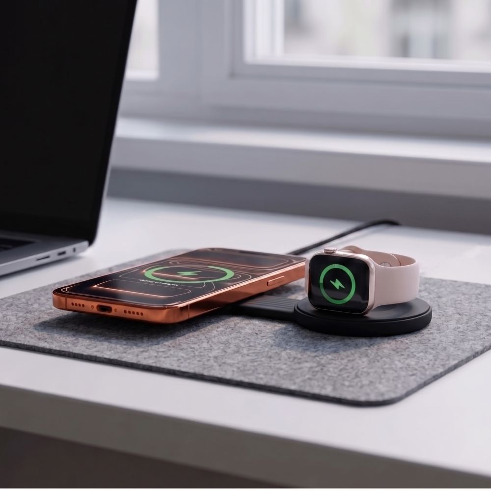 Tech-Protect A55 2in1 MagSafe 25W QI2.2 Wireless Charger + USB-C / USB-C Cable 100cm - Black