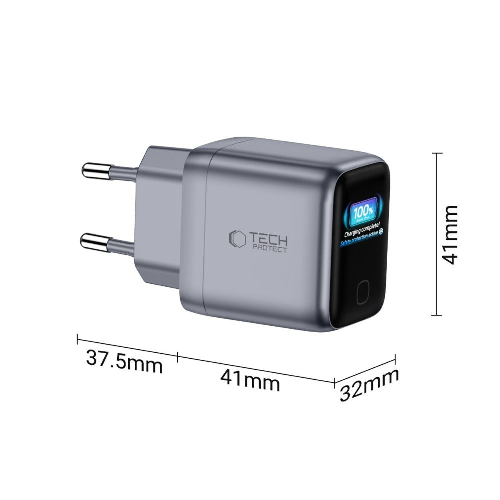 Tech-Protect PowerVision NC45W-GaN 1-Port PD 45W Wall Charger - Dark Gray