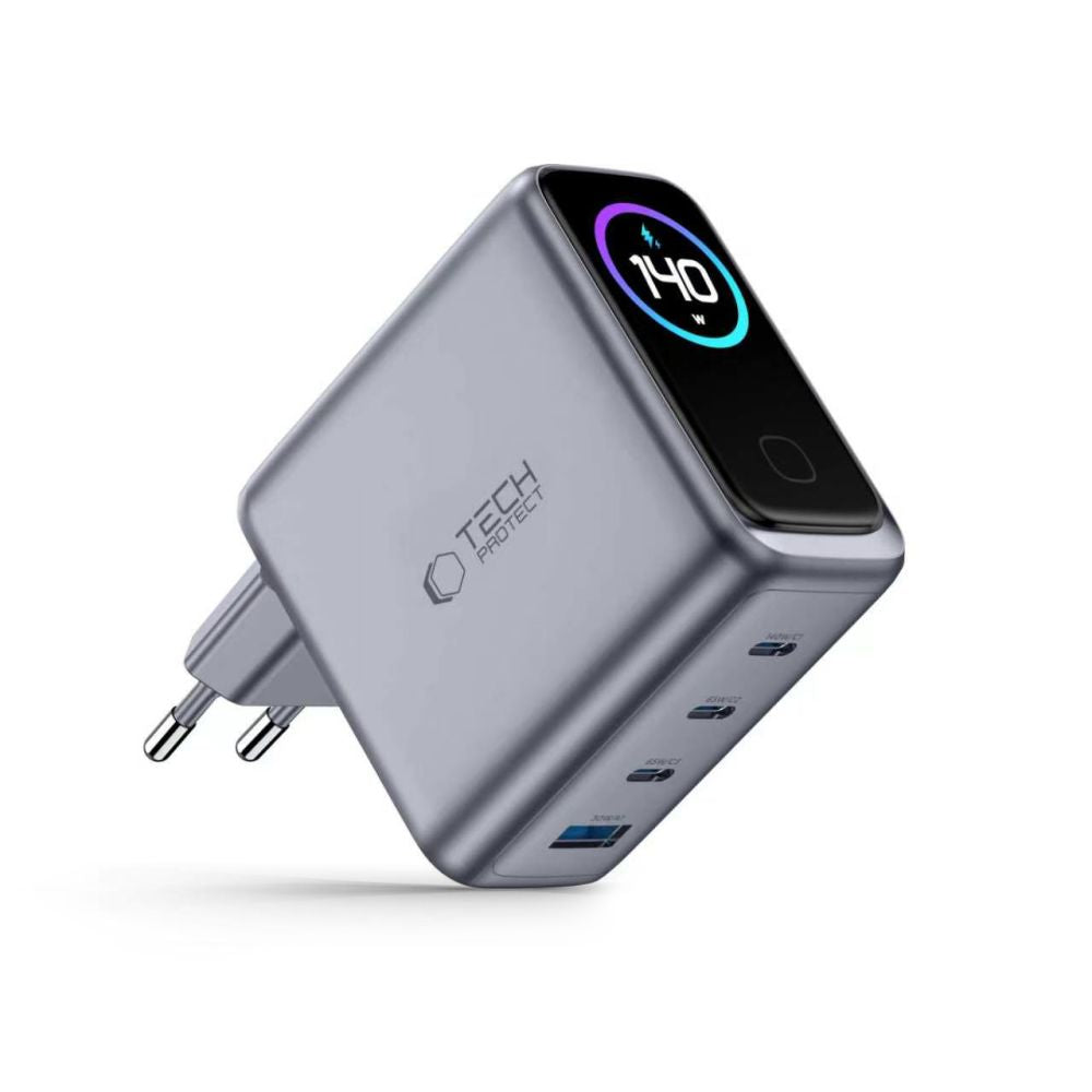 Tech-Protect PowerVision NC140W-GaN 4-PORT PD 140W / QC3.0 Wall Charger - Dark Gray